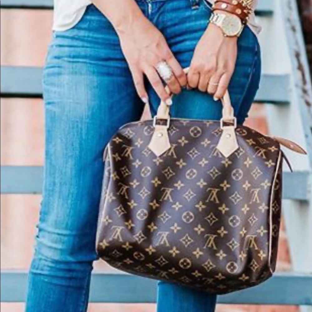 Louis Vuitton Brown and Gold Travel Bag